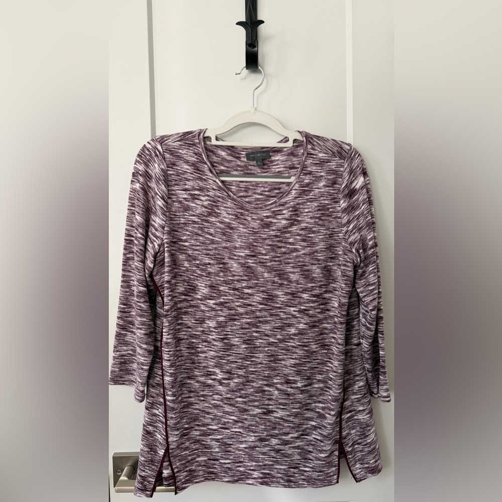 The Limited Plum/Purple and White Marled Knit Light Sweater/Top M